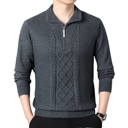 Herren Strickpullover Hochkragen Zipper Modern
