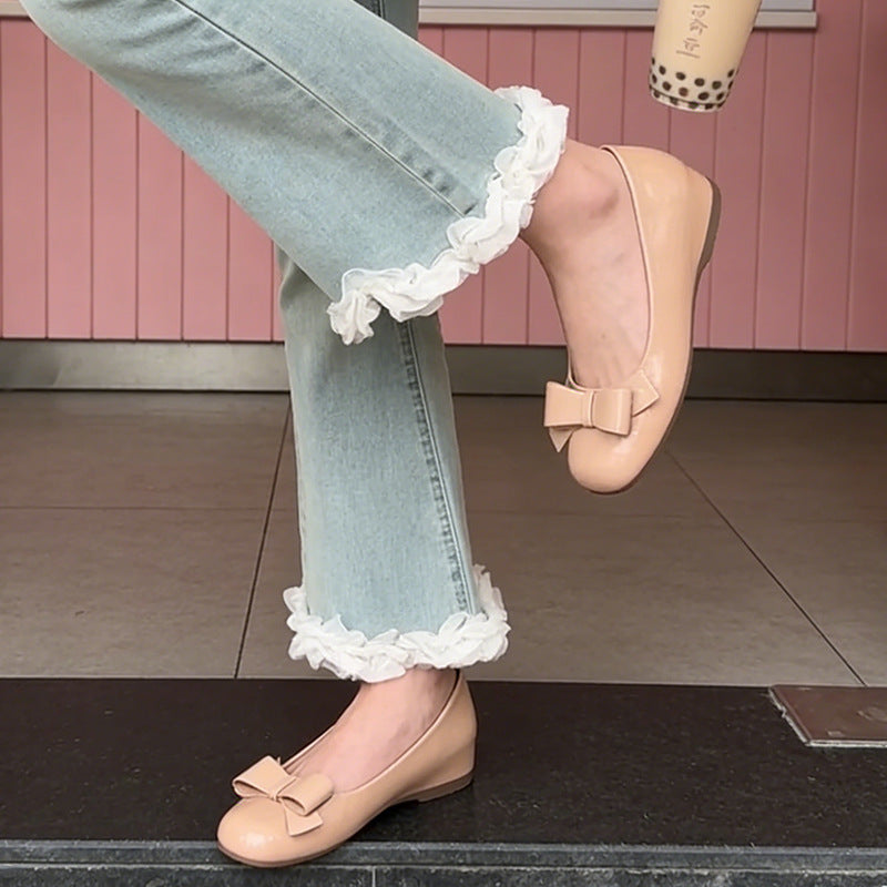 Elegante Damen Ballerinas mit Schleife Comfort Schuhe