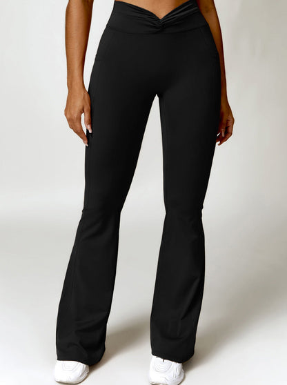Hohe Taille Bootcut Leggings mit Taschen Damen