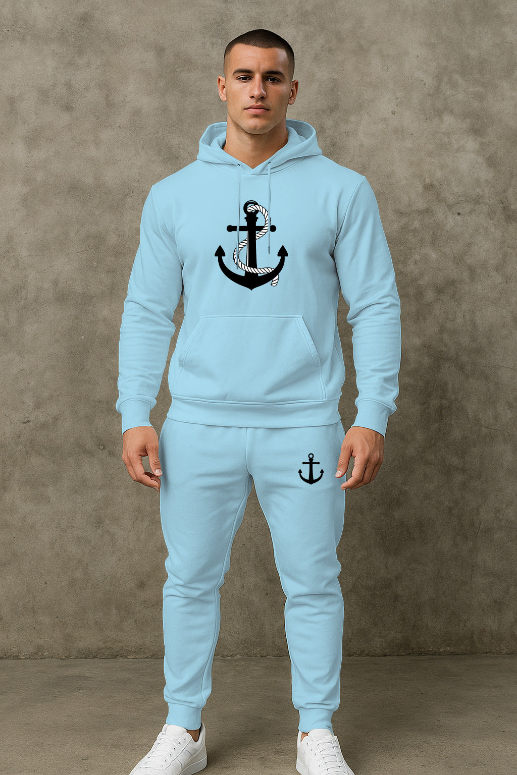 Herren Hoodie Set Maritim Anker Design Sportlich