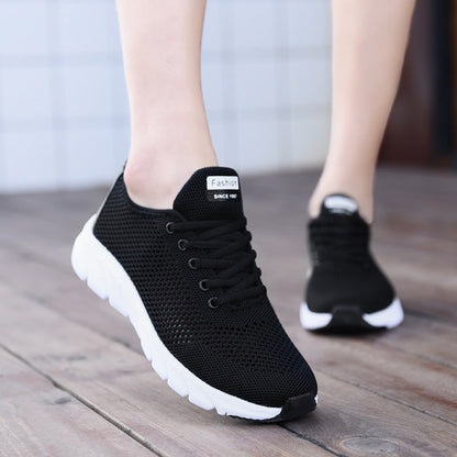 Damen Sneaker Sport Mesh Laufschuhe Schwarz