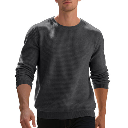Herren Pullover Warm Strukturiert Rundhals