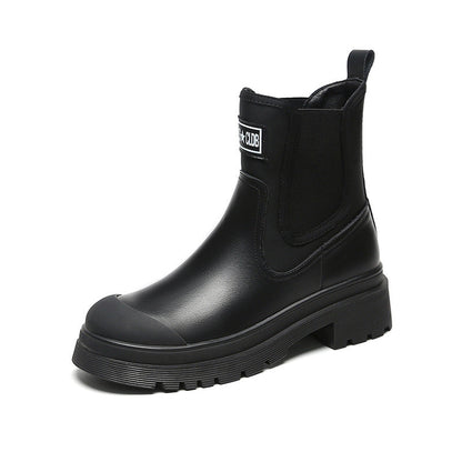 Damen Chelsea Stiefel Robust Moderne Sohle Schwarz