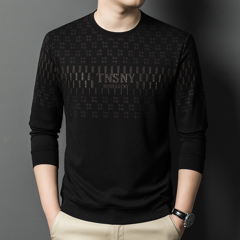 Herren Pullover Modern Rundhals Strukturiert Grau