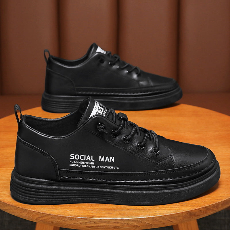 Herren Sneaker Leder Schwarz Komfortabel Dämpfend