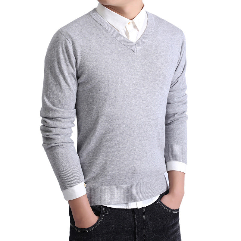 Herren Pullover Weich Baumwolle V-Ausschnitt Modern