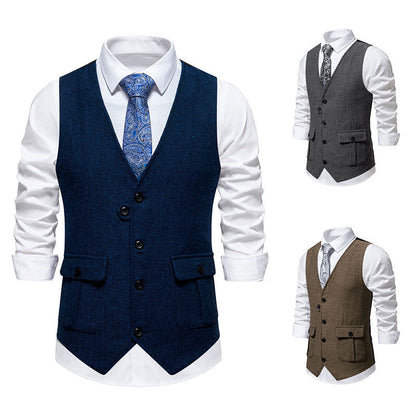 Herren Weste Elegante Strukturiert Hahnentritt Muster