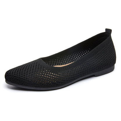Damen Ballerinas Bequem Strick Schnürsenkel Luftdurchlässig