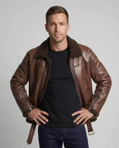 Herren Lederjacke Schwarz mit Reißverschluss - BerlinGlamour