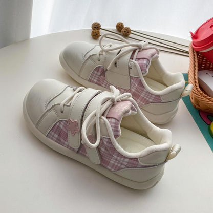Damen Sneaker Karomuster Weich mit Klettverschluss