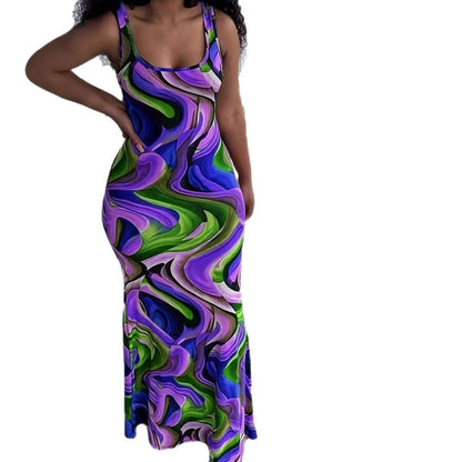 Damen Maxikleid Farbverlauf Figurformend Elegant Lang