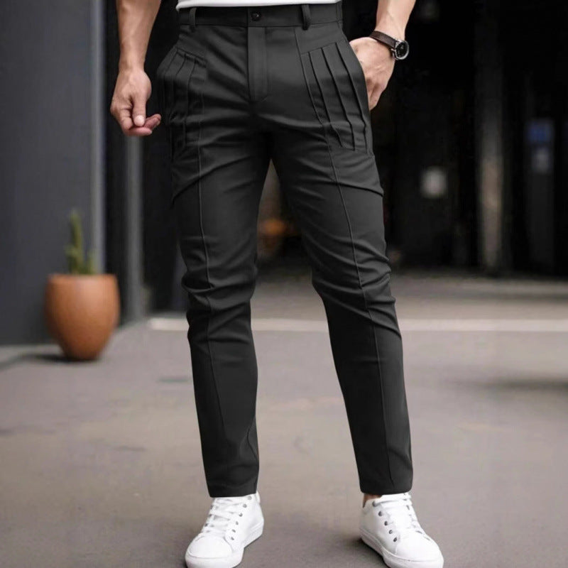 Herren Slim Fit Hose mit Bundfalten und Stretch