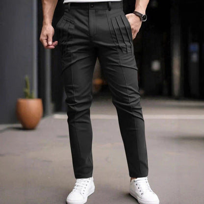Herren Slim Fit Hose mit Bundfalten und Stretch