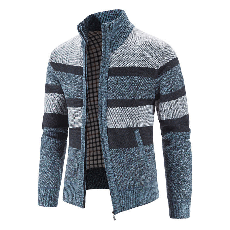 Herren Strickjacke Modern Stehkragen Reißverschluss - BerlinGlamour