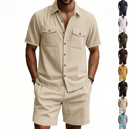 Herren Kurzarm Hemd Shorts Set Sommer Fashion - BerlinGlamour