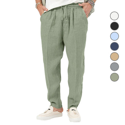Herren Leinenhose Leicht Elastisch Mit Taschen Modern - BerlinGlamour