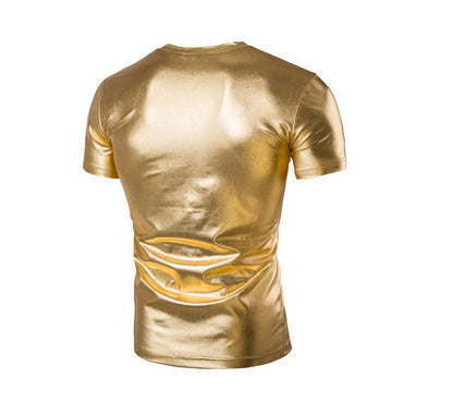 Herren T-Shirt Sportlich V-Ausschnitt Glänzend Modern