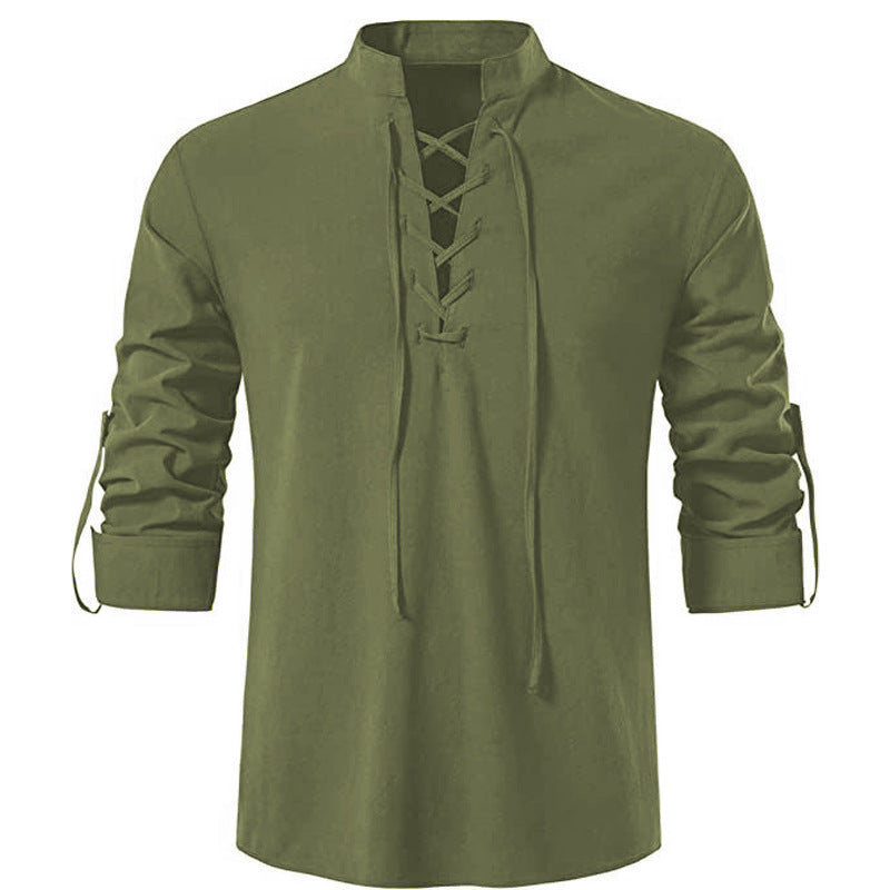 Herren Langarmhemd Kordelzug Modern Berlin Style