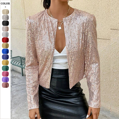 Glitzernde Damen Strickjacke Elegant Frauen
