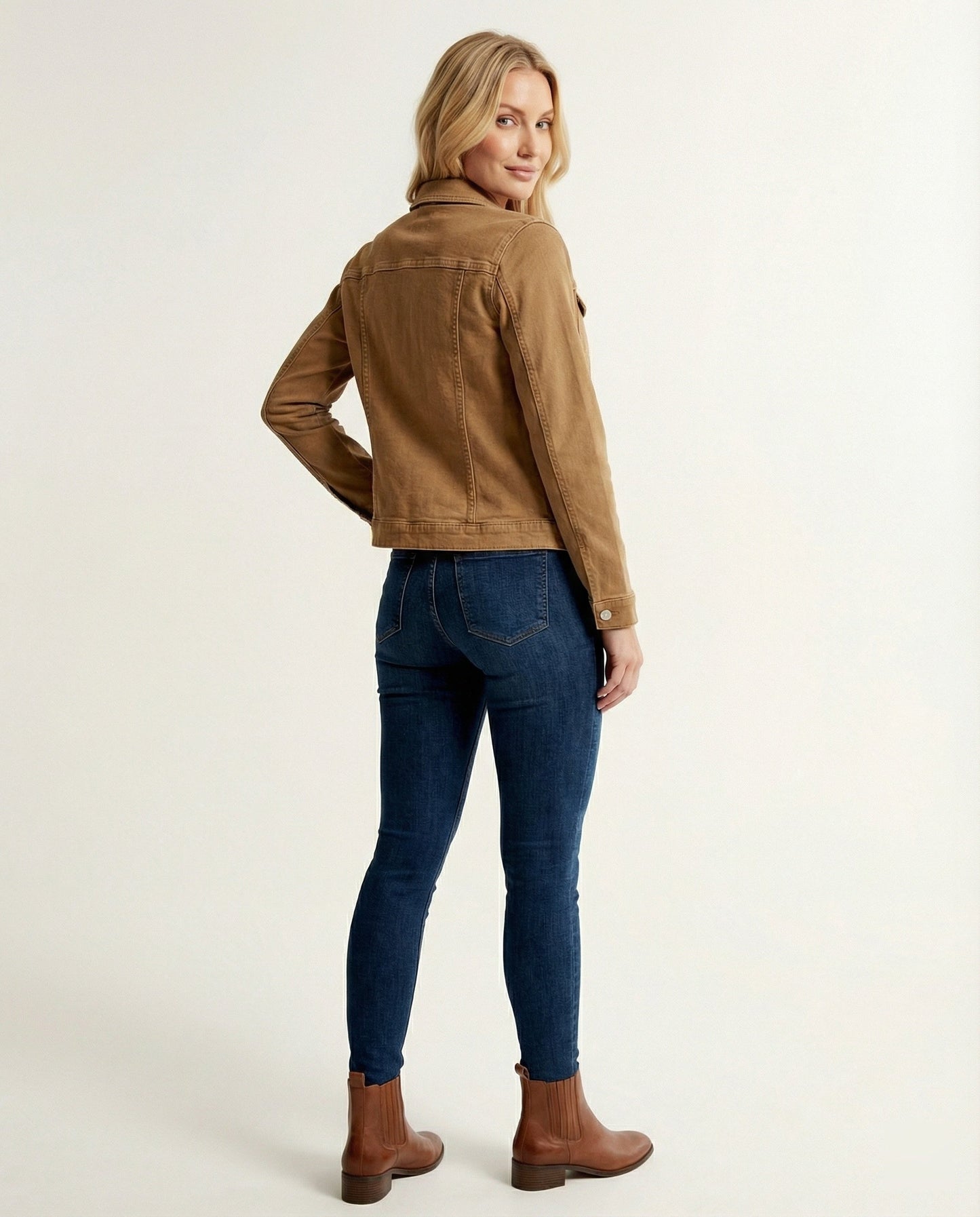 Klassische Damen Jeansjacke Kurz Schwarz Mit Brusttaschen