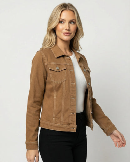 Klassische Damen Jeansjacke Kurz Schwarz Mit Brusttaschen - BerlinGlamour