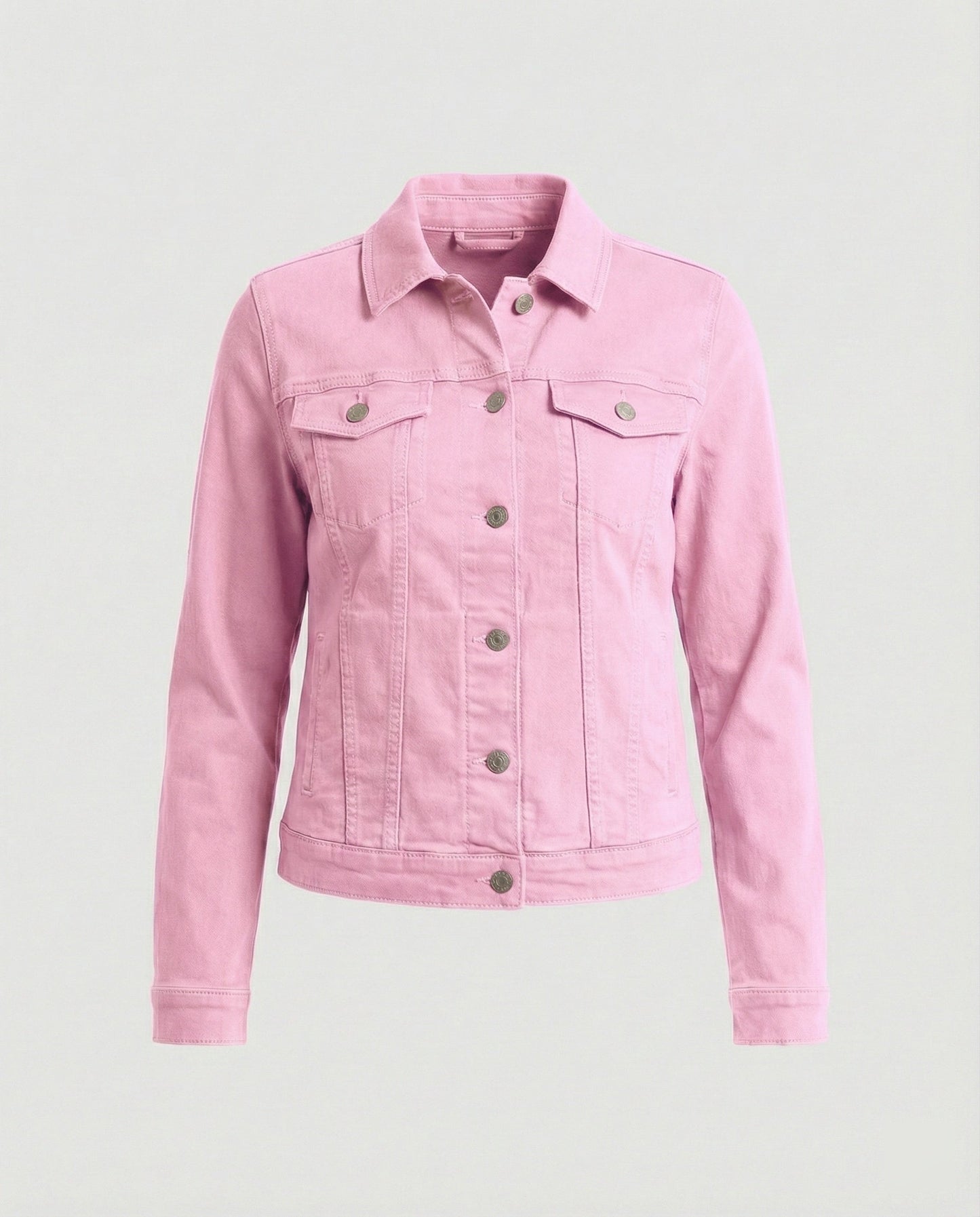 Klassische Damen Jeansjacke Kurz Schwarz Mit Brusttaschen