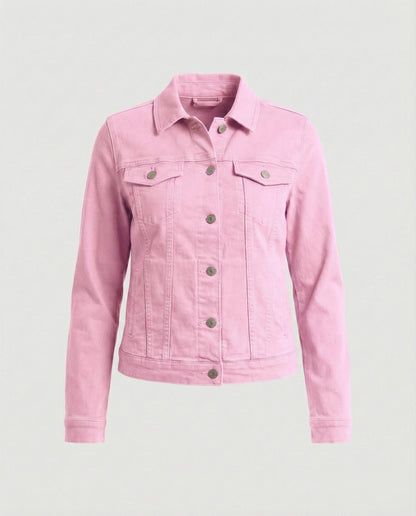 Klassische Damen Jeansjacke Kurz Schwarz Mit Brusttaschen