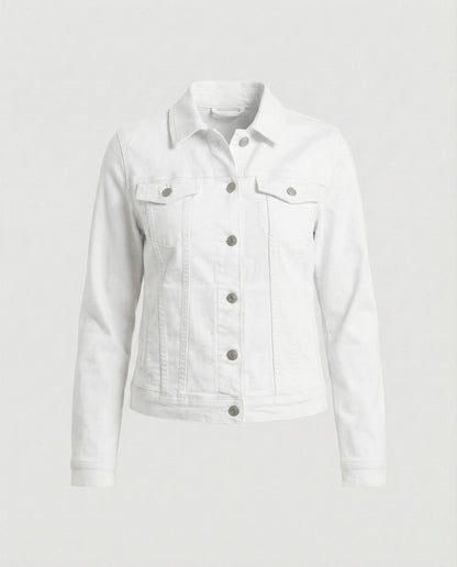 Klassische Damen Jeansjacke Kurz Schwarz Mit Brusttaschen