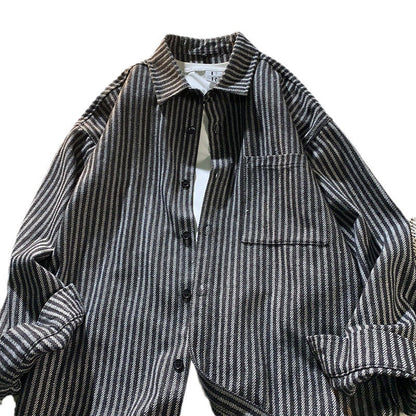 Herren Overshirt Gestreift Modern Casual