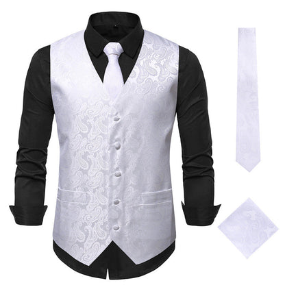 Herren Weste Paisley Muster Elegant schwarz