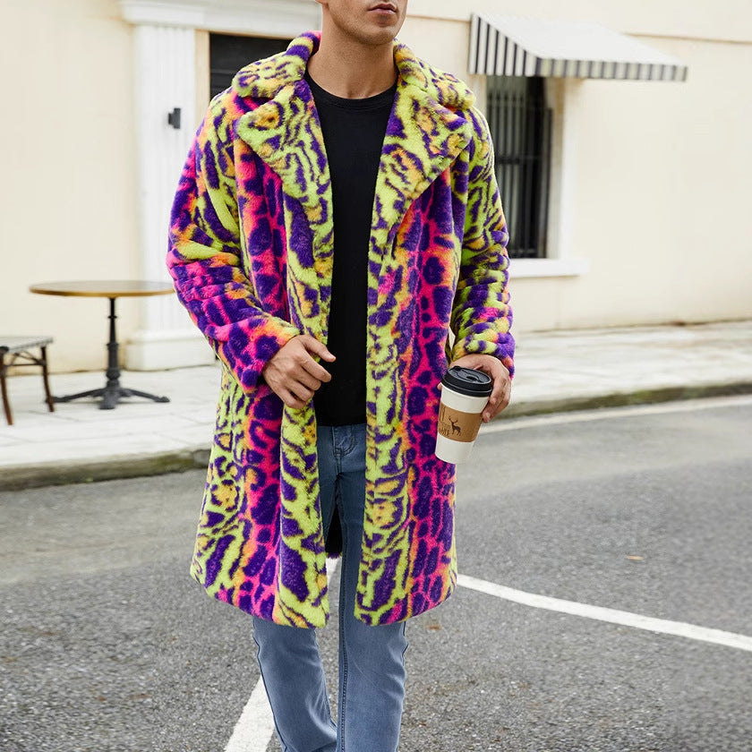 Herren Plüschmantel Tierdesign Warm Modern