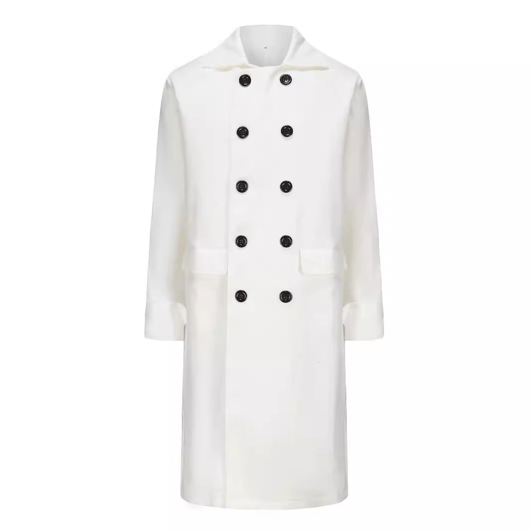 Herren Langmantel Elegant Moderner Schnitt Doppelter Knopfleiste