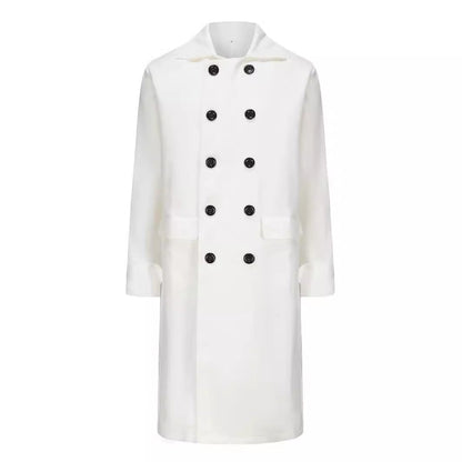 Herren Langmantel Elegant Moderner Schnitt Doppelter Knopfleiste
