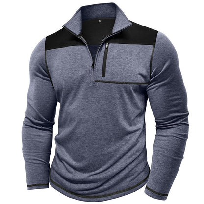 Herren Pullover Sportlich Half-Zip mit Brusttasche Modern