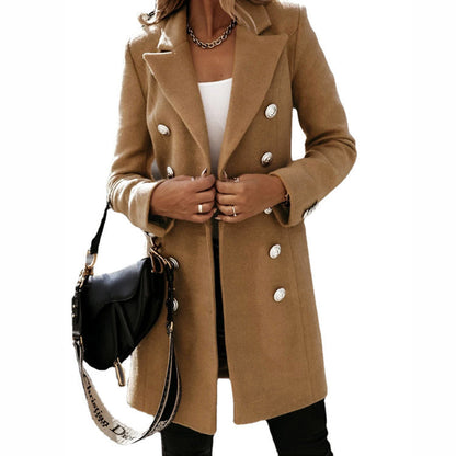 Damen Übergangsjacke Mit Doppelknöpfen Eleganter Kragen