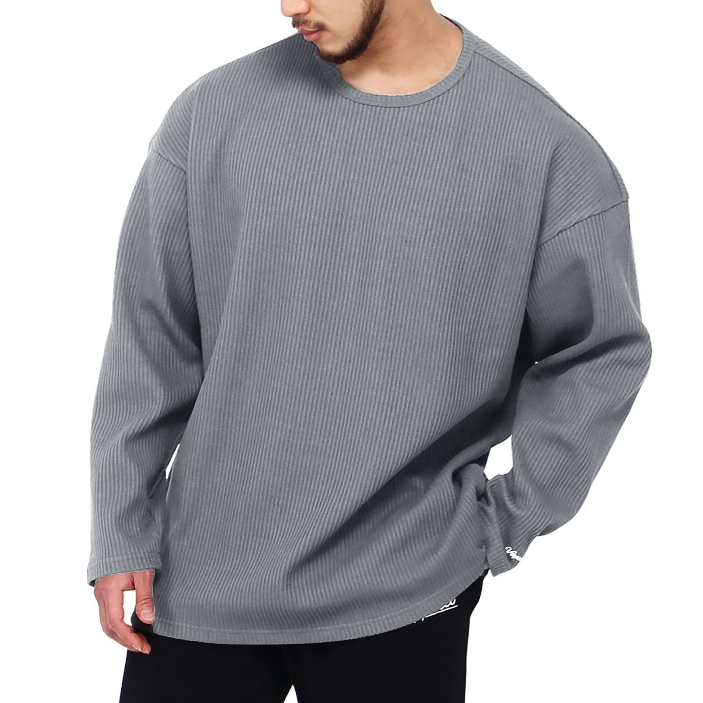 Herren Oversized Pullover Strukturiert Baumwolle Trendig