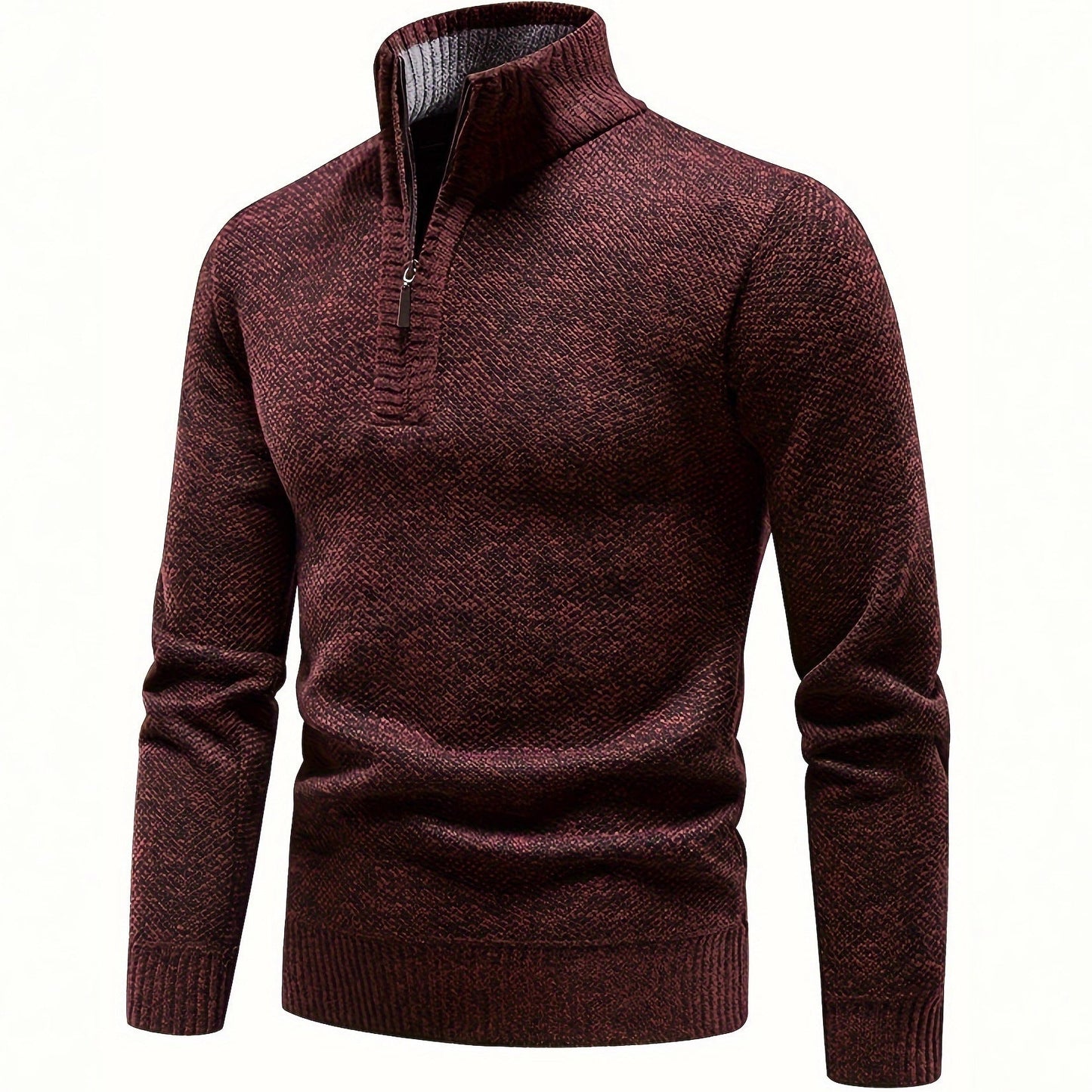 Herren Fleece Pullover Hochkragen Strukturiert