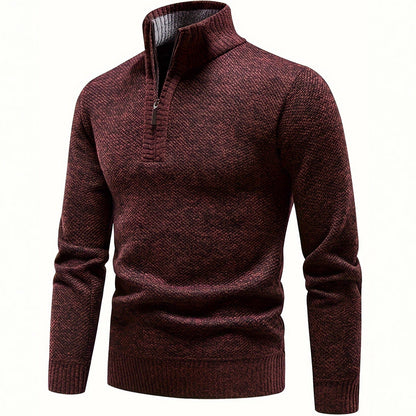 Herren Fleece Pullover Hochkragen Strukturiert