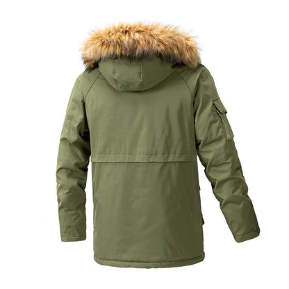 Herren Parka Gefüttert Warm Abnehmbarer Fellkragen