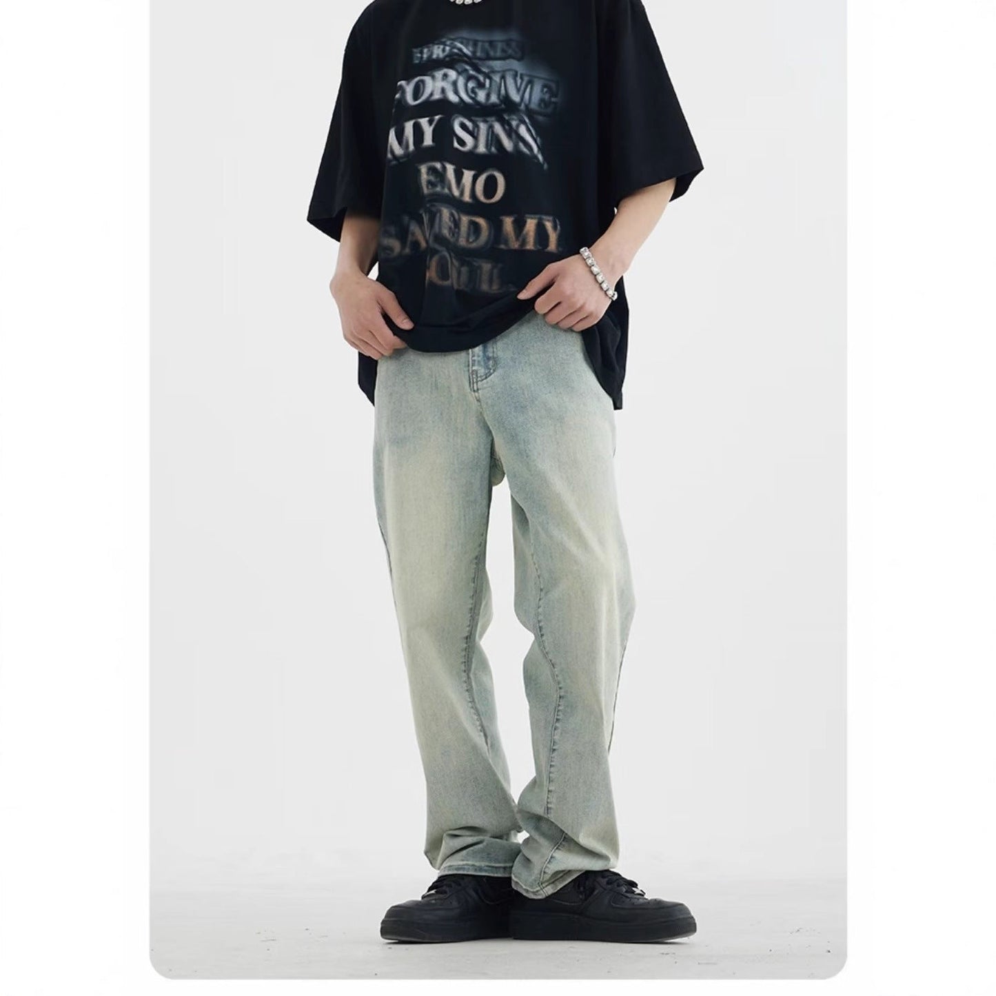 Herren Jeans Niedriger Bund Relaxed Fit Denim