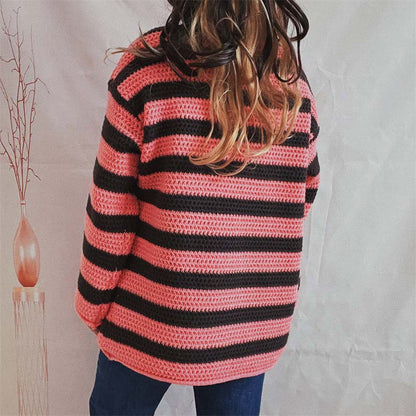 Gestreifter Strickpullover Weich Pastellfarben Damen
