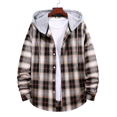 Herren Karohemdjacke Kapuze Taschen Winterjacke Modern