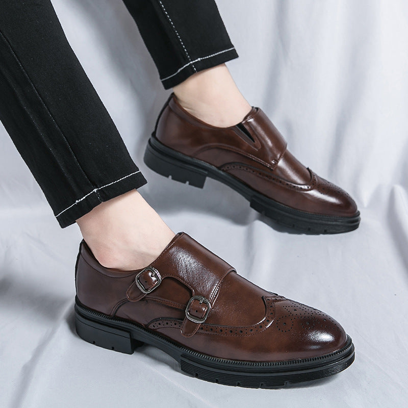 Damen Monk-Schuhe Elegantes Design Leder Schwarz