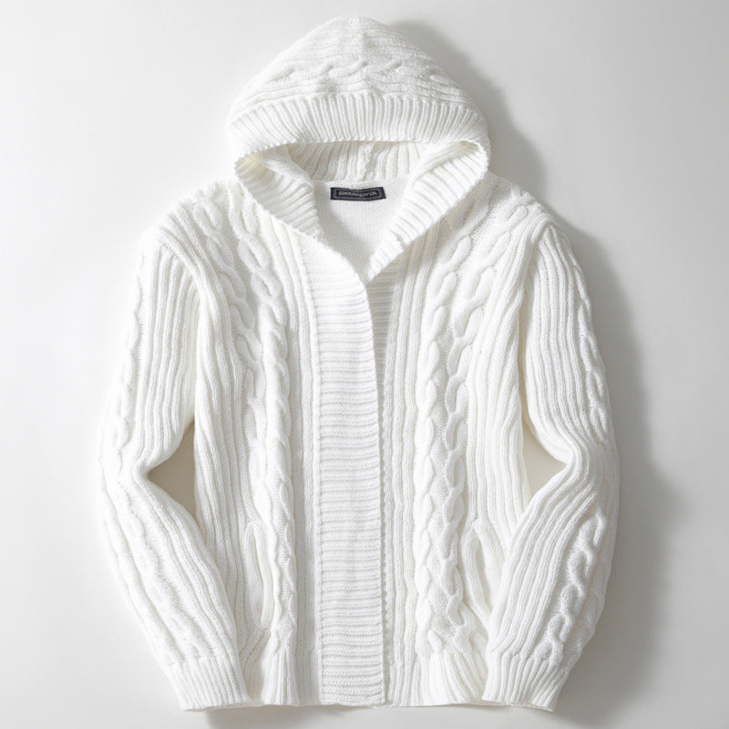Herren Strickjacke Zopfmuster Großkragen Modern