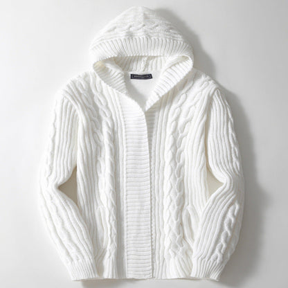 Herren Strickjacke Zopfmuster Großkragen Modern
