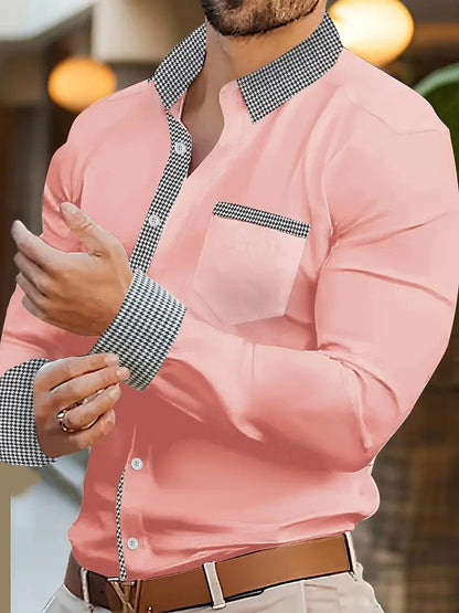 Herren Freizeithemd Elegantes Hemd Mit Kontrastkragen Modern