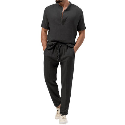 Herren Zweiteiler Outfit Kurzes Top Elastische Hose Casual
