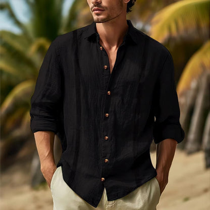 Leinenhemd Herren Modern Lässig Sommer