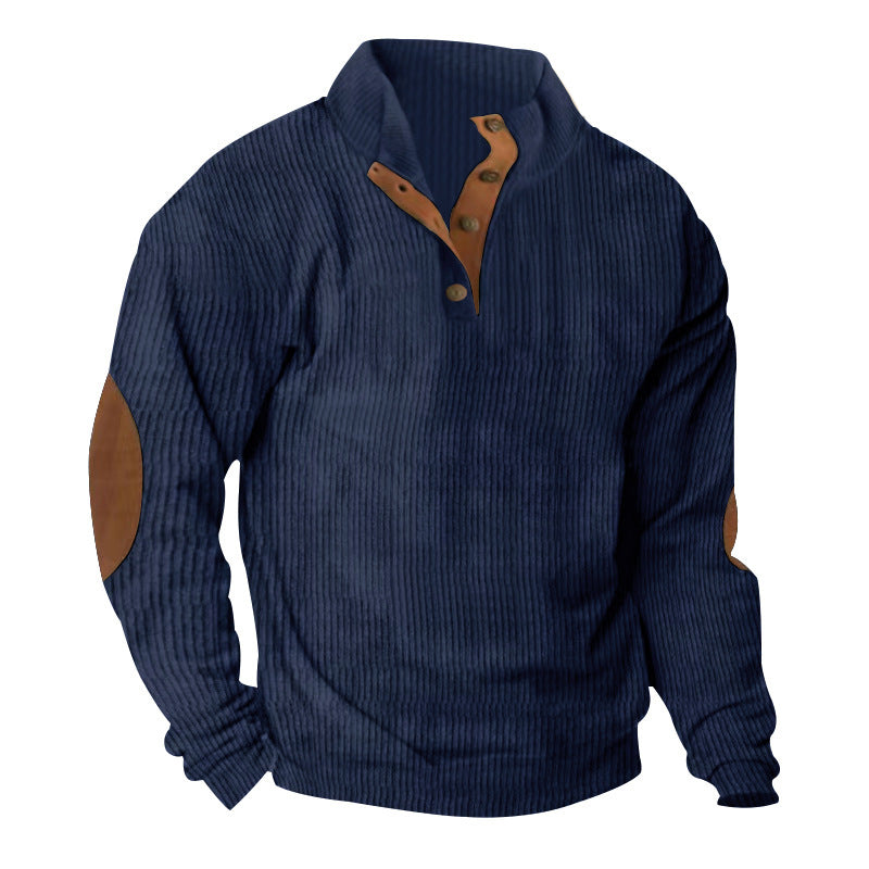 Herren Pullover Strukturiert Lederapplikationen Modern