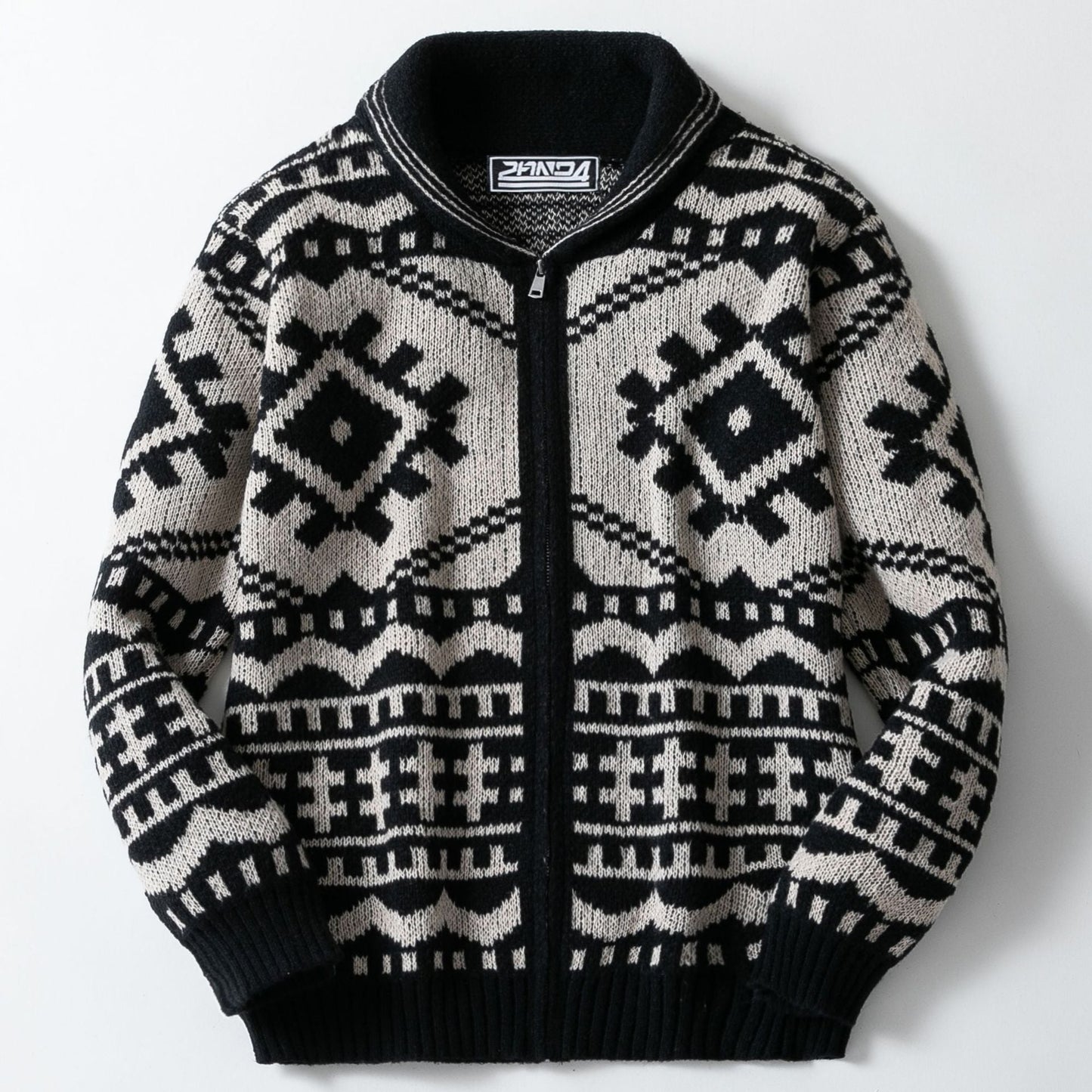 Herren Strickjacke Zopfmuster Stehkragen Modern - BerlinGlamour